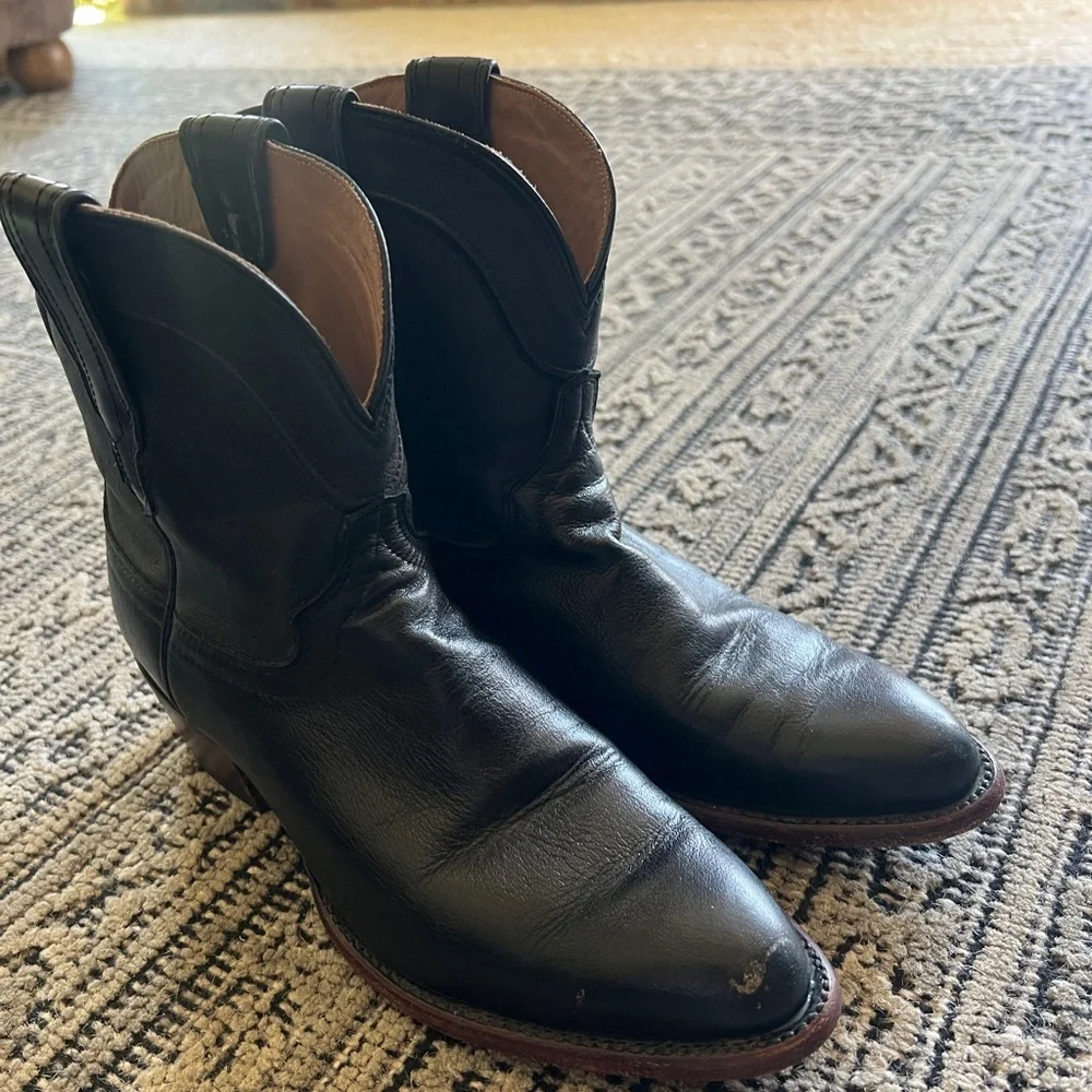 Tecovas Black Leather Ankle Boots - Picture 3 of 10